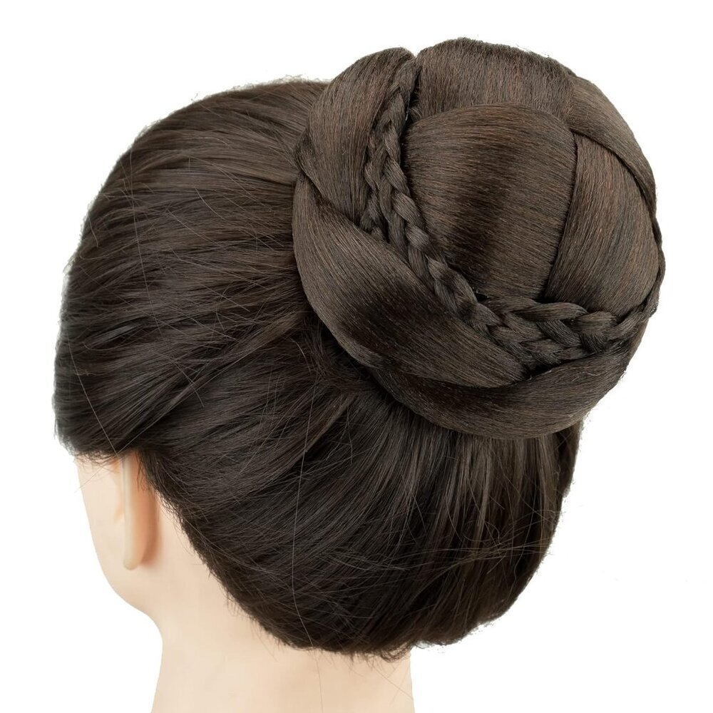 Hair Bun Wig – Updo Braided Chignon for Dancers, Donut Hairpiece with Scrunchie,